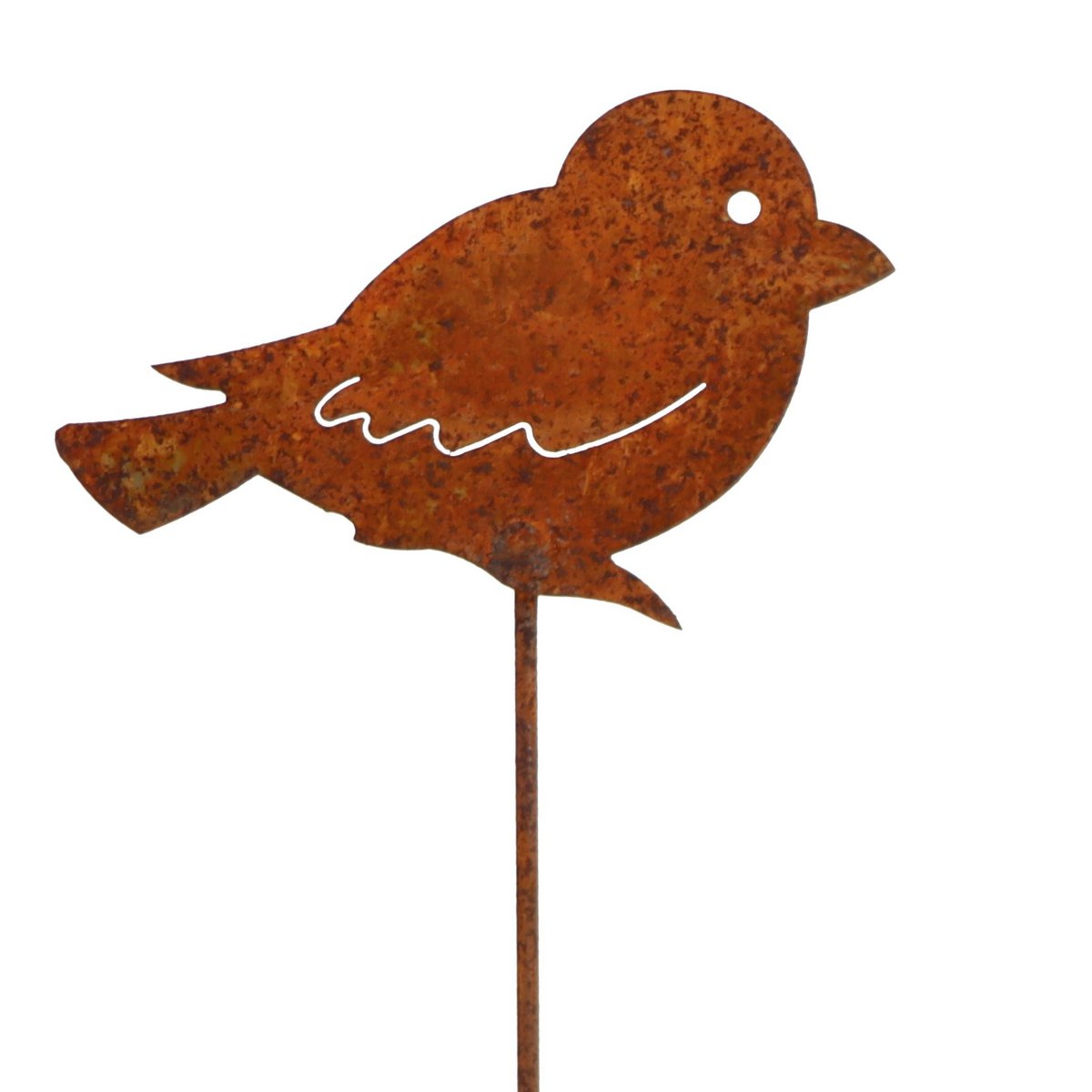 Metal decorative bird for hanging or on a stick Rust decoration for the garden and living room