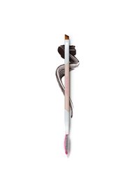 A 3-in-1 brow brush with angled, spoolie, and angled liner brush tips for precise brow shaping and definition.
