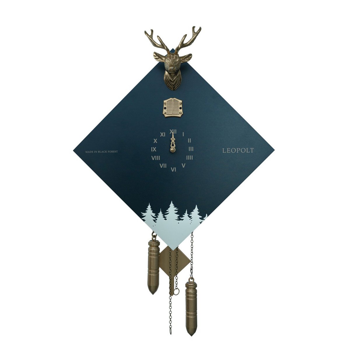 Kuckucksuhr - Black Forest - Green-Blue/Gold