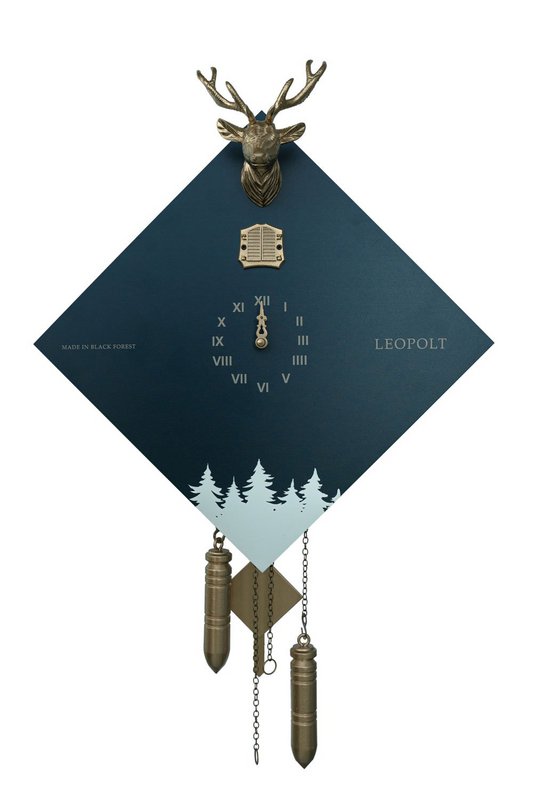 Cuckoo Clock - Black Forest - Green-Blue/Gold