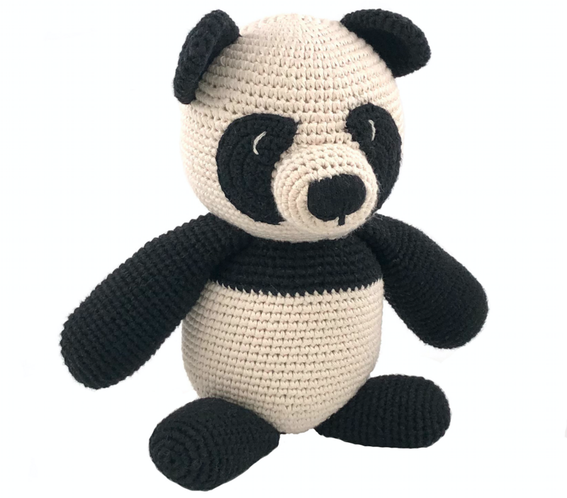 Luna-Leena panda Bear cuddle black & white - organic cotton - 0+ - hand crocheted in Nepal