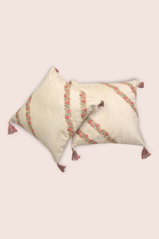 Cushion | Handwoven Dupion Silk Cover Embroidered | 41x41cm