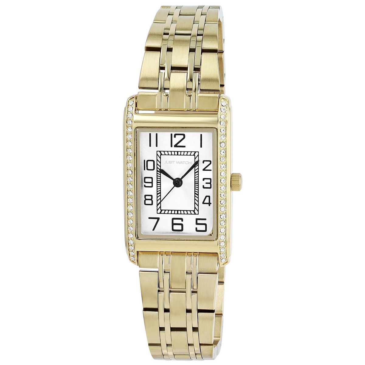 Reloj de mujer JUST WATCH "Ebba" con correa de acero inoxidable, 38 x 24 mm, dorado/blanco