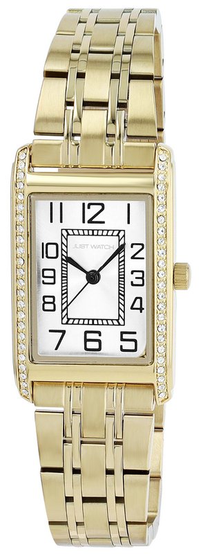 Reloj de mujer JUST WATCH "Ebba" con correa de acero inoxidable, 38 x 24 mm, dorado/blanco