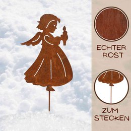 Christmas decoration angel with candle | Rust decorative angel figure