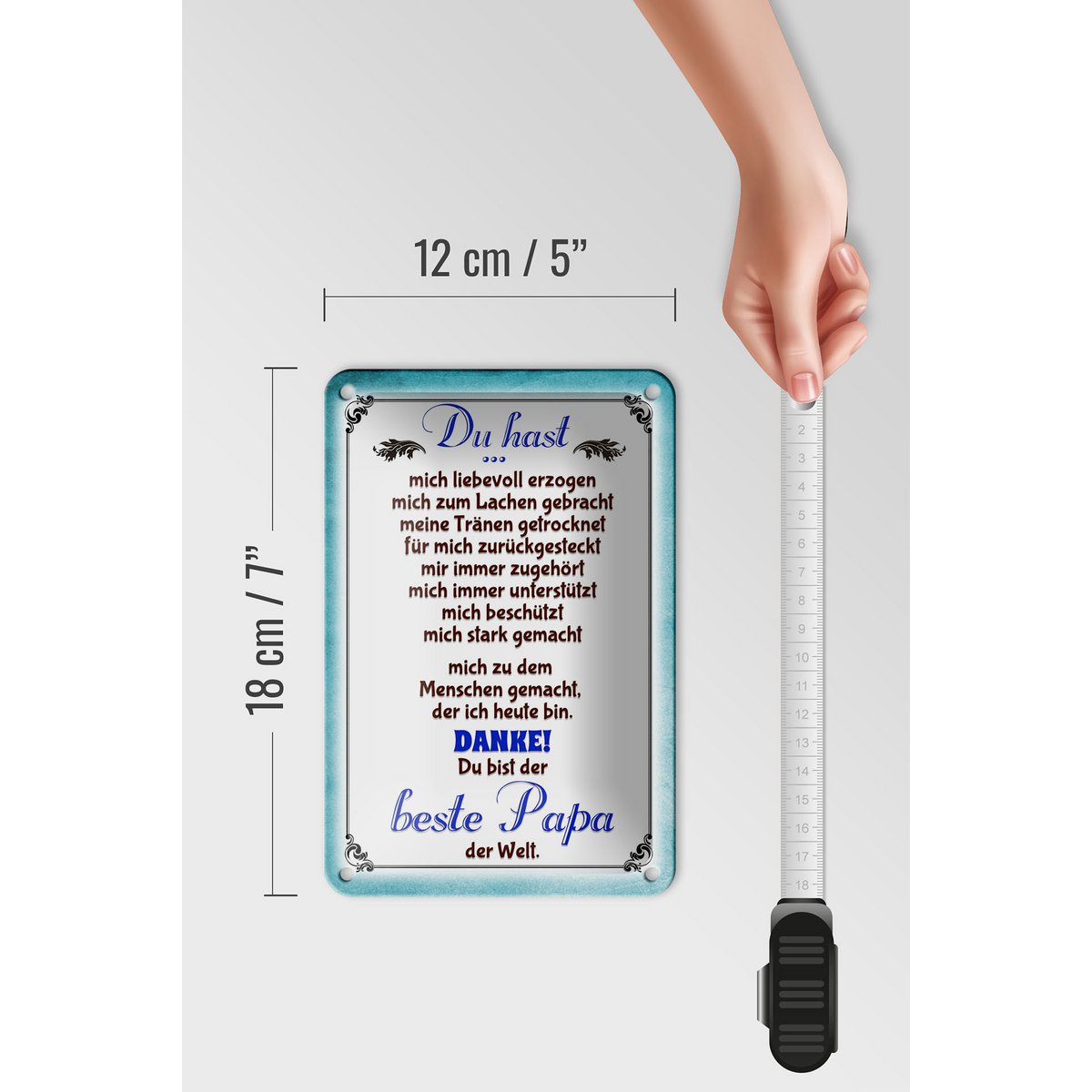 Tin sign saying 12x18cm Thank you to the best dad decoration