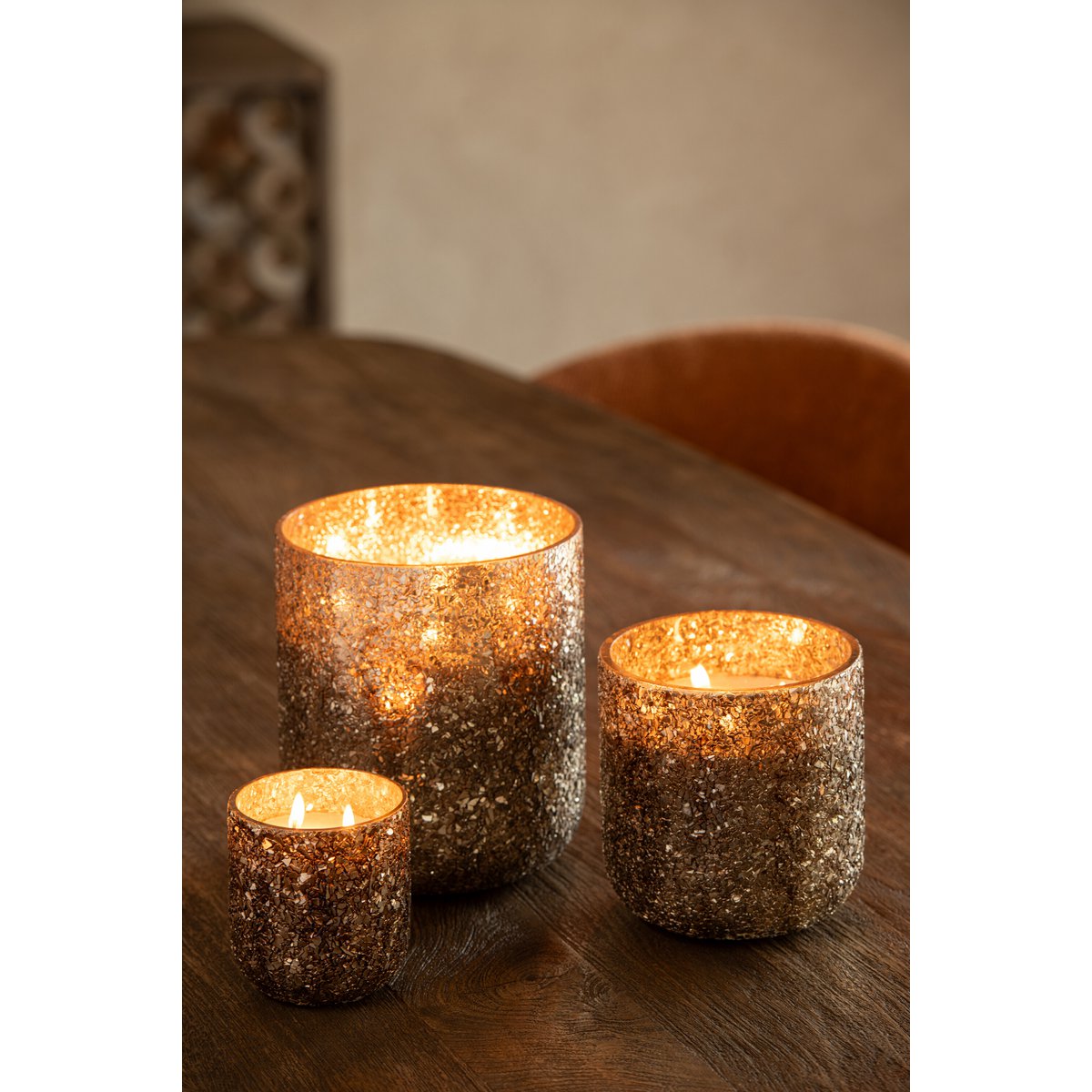 J-Line geurkaars Luxuria - Cookie Crunch - glas - brons - large - 80U