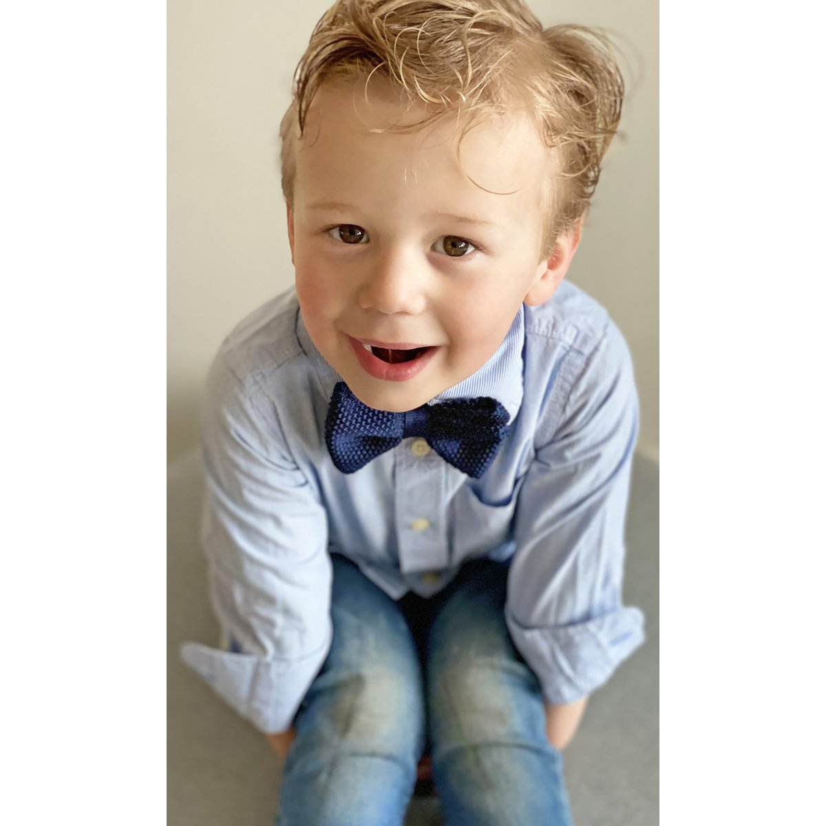 Noeud papillon enfant en tricot Sir Redman bleu foncé