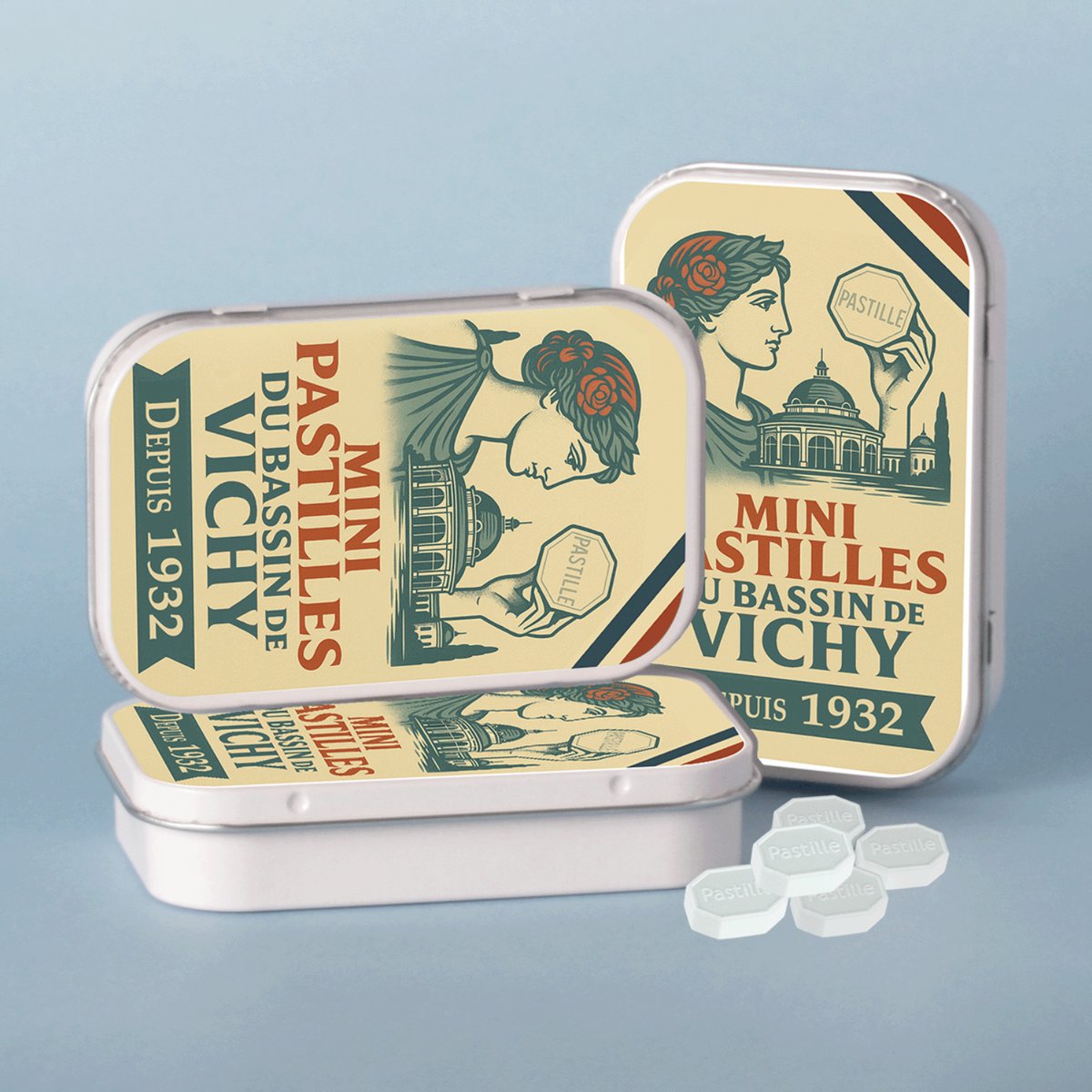 Retro -Sammlerpaket - Mini Vichy Pastilles seit 1932