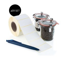 Set of 4 household labels, 4 x 1000 pieces on a roll, stickers for organization and labeling.