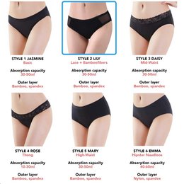 Bamboozy Menstrual Underwear Style 2 Bamboo Lily