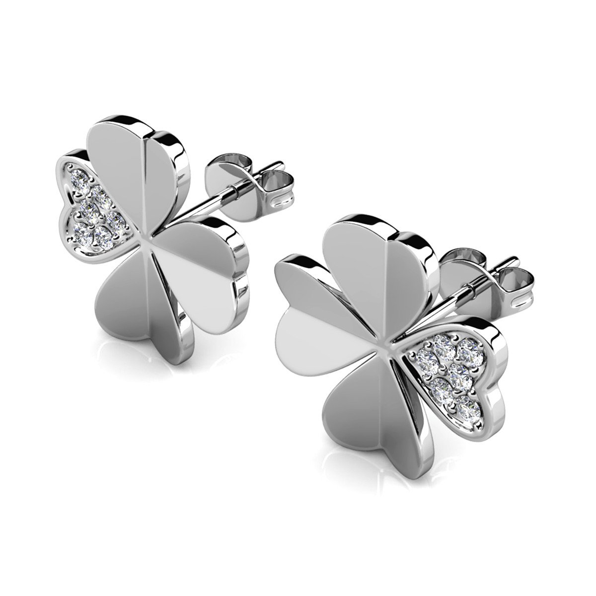 Kleeblatt-Ohrringe – Silber und Kristall