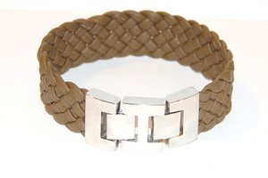 Men's bracelet braided nappa leather wide army