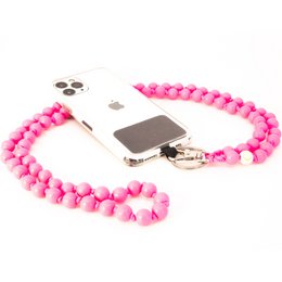 Mobiele telefoonketting universeel, houten kralen, handgemaakt - The Pink