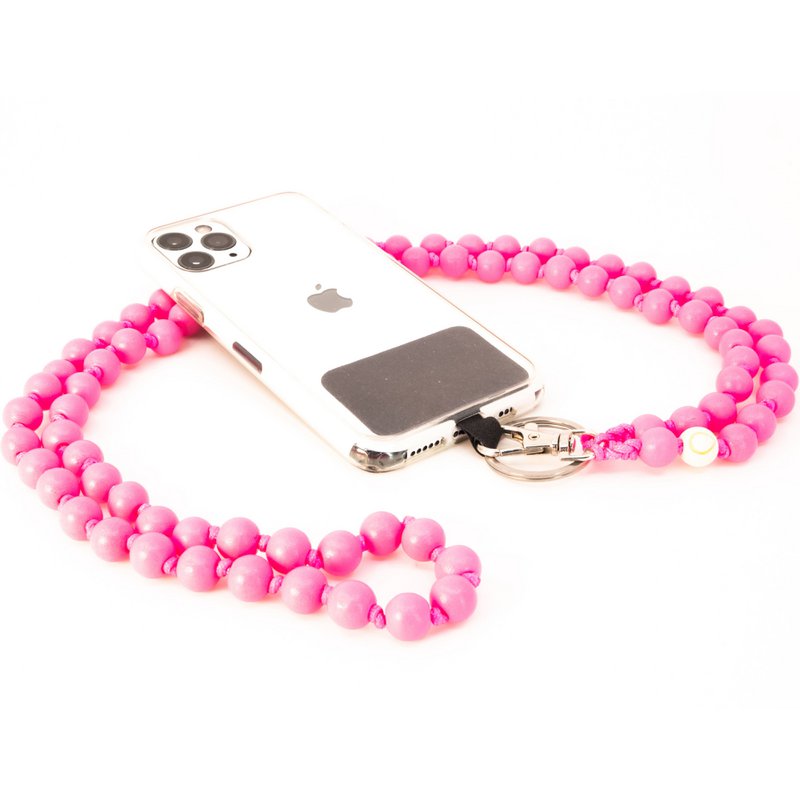 Handykette universal, Holzperlen, handgefertigt - The Pink