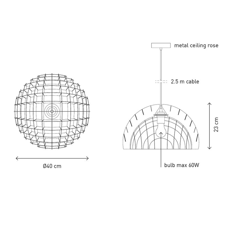 Loftslampe Arc Pendel Sort krydsfiner
