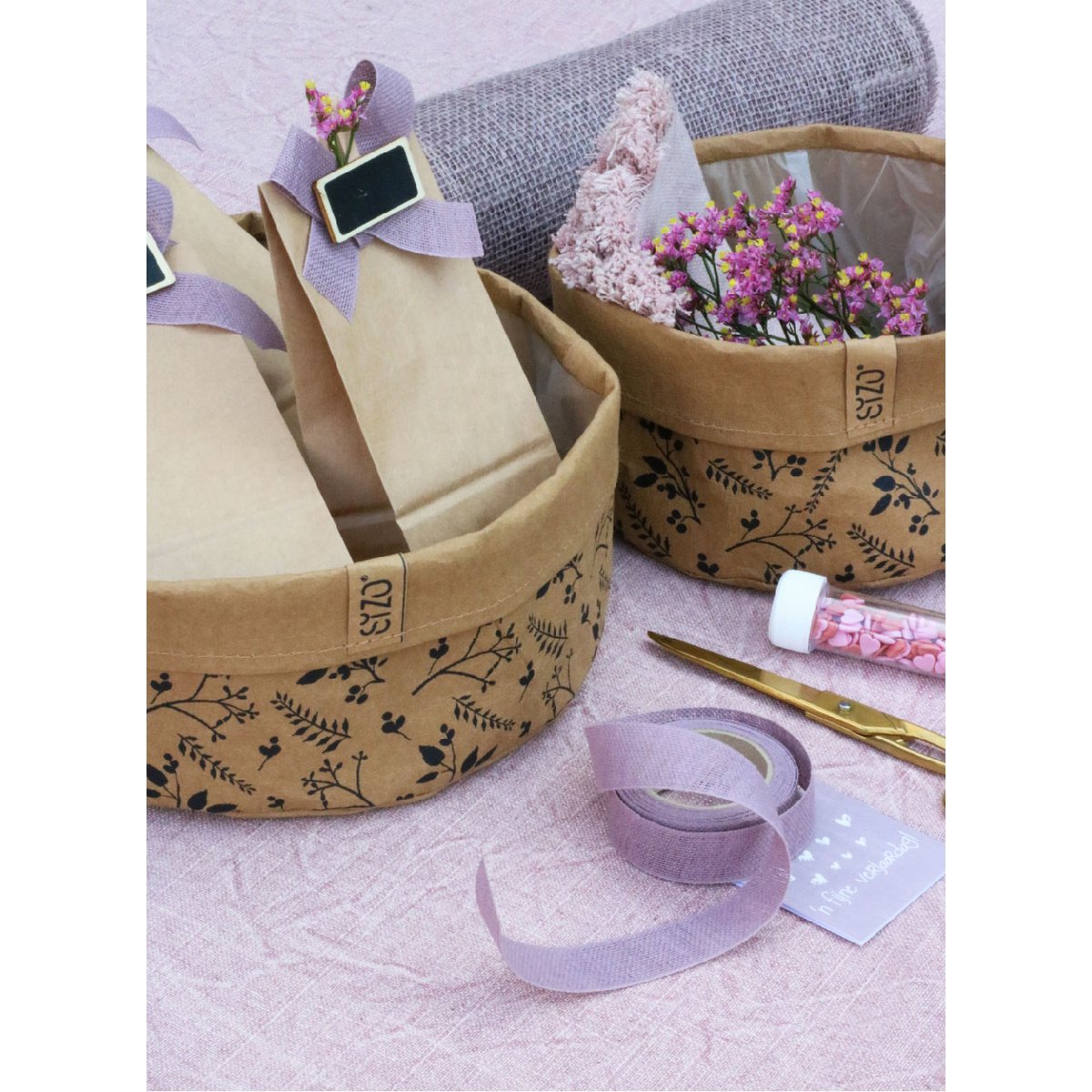 SIZO Washable Paper Bag Flower White with waterproof biodegradable liner