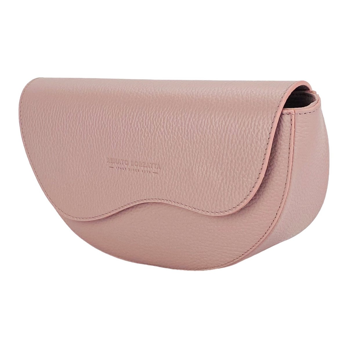 RB1027AZ | Sac bandoulière arrondi pour femme en cuir véritable Fabriqué en Italie. Bandoulière en cuir amovible et réglable. Accessoires en Nickel Poli - Couleur Rose Antique - Dimensions : 25 x 15 x 9 cm