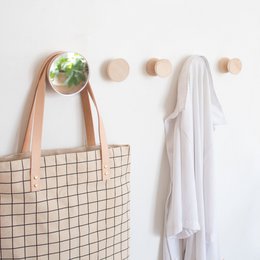 Crochet de miroir mural en bois de hêtre rond
