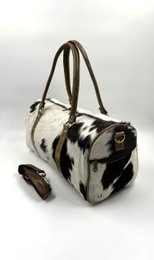 Håndlavet rejsetaske i læder og naturlig pels – Artisan 42 cm “Heritage” Duffle & Unique Unisex Weekender