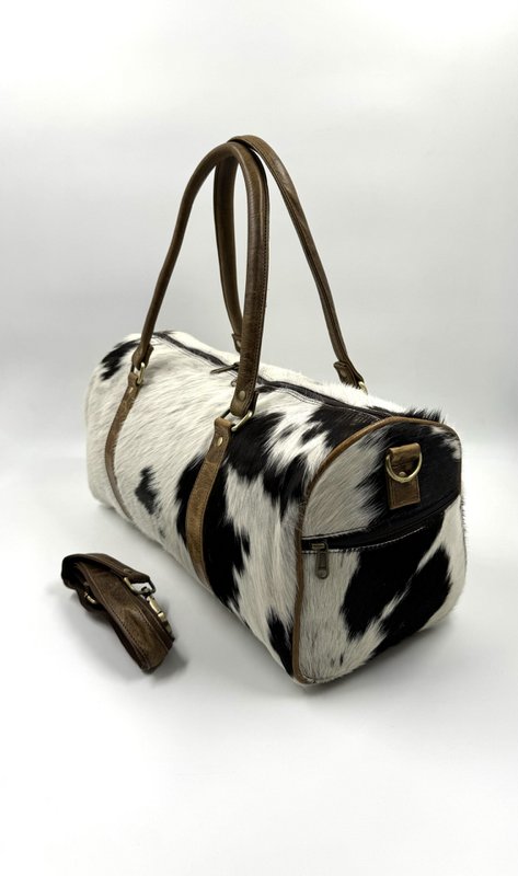 Håndlavet rejsetaske i læder og naturlig pels – Artisan 42 cm “Heritage” Duffle & Unique Unisex Weekender