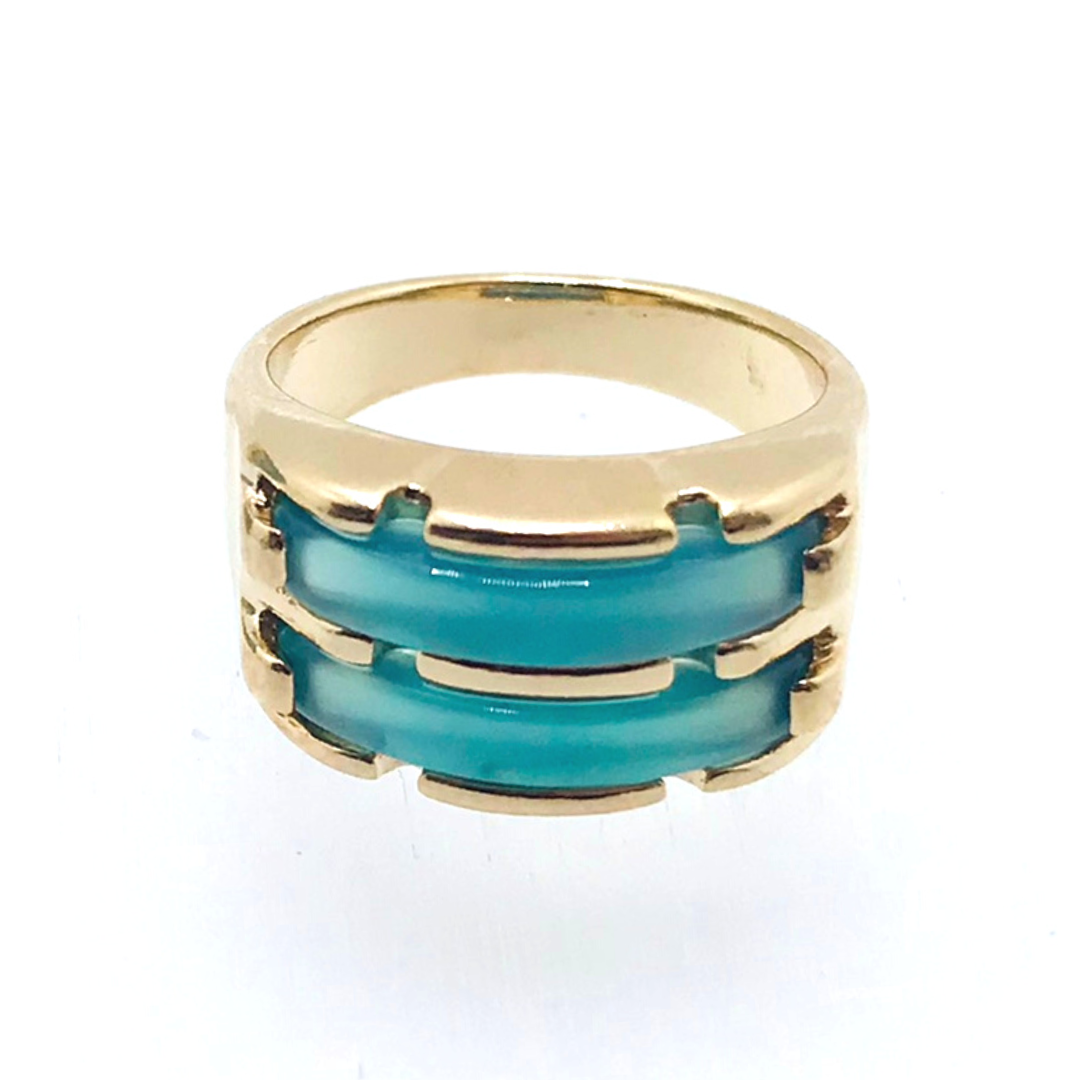 Anillo de piedras preciosas con doble raya