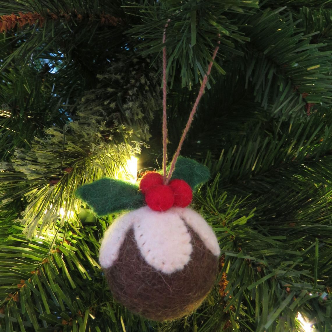 Handmade Felt Christmas Pudding Baubles Hanging Tree Decorations