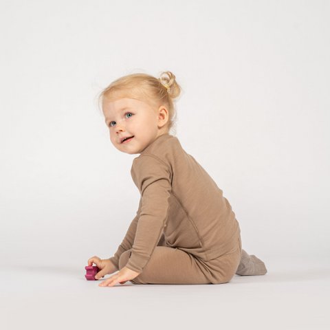 Set met lange mouwen voor kinderen 160 Merino Beige