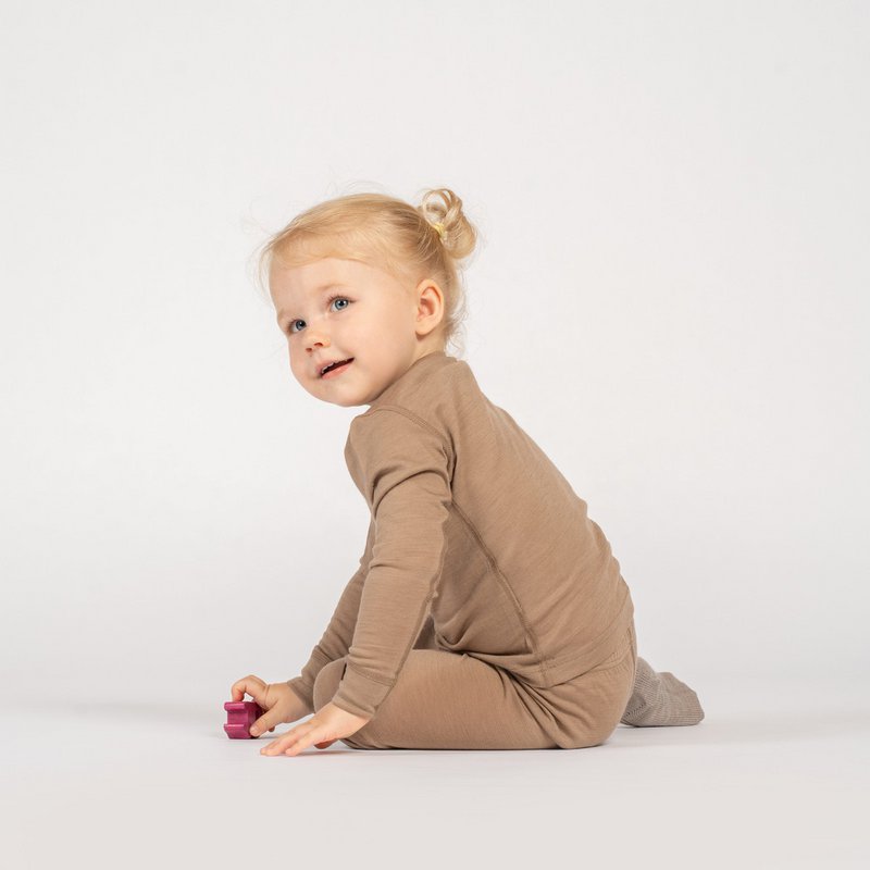 Kinder-Langarm-Set 160 Merino Beige