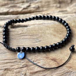 Power Bracelet Black Agate - Gemstone - Bead bracelet - Beads 4mm