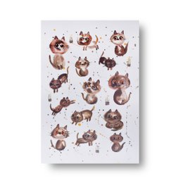Purradise – Printed Cat Watercolor Postcard A5
