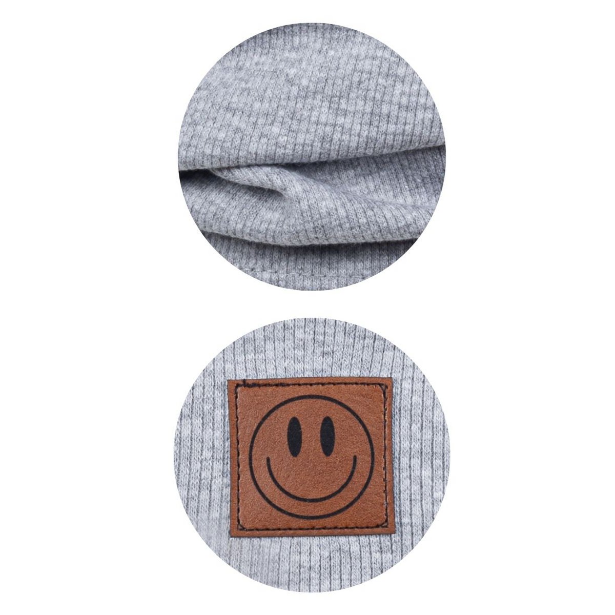 Conjunto de gorro y bufanda SMILE - algodón - gris claro [B2B]