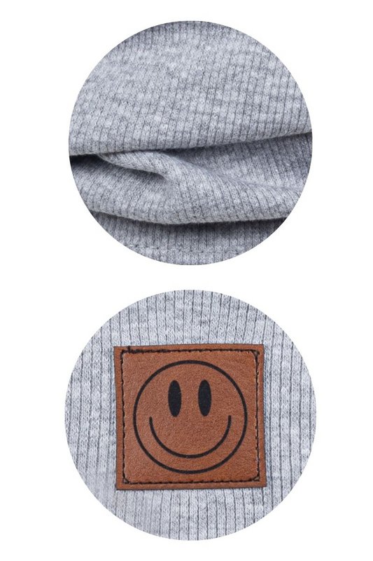 Conjunto de gorro y bufanda SMILE - algodón - gris claro [B2B]