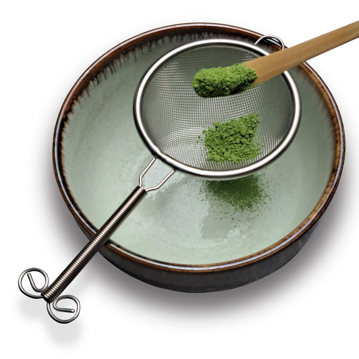 Matcha theezeefje Chakoshi gemaakt van roestvrij staal