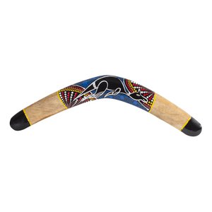 Wooden boomerang 50cm | With Australian paintings | Suar Wood