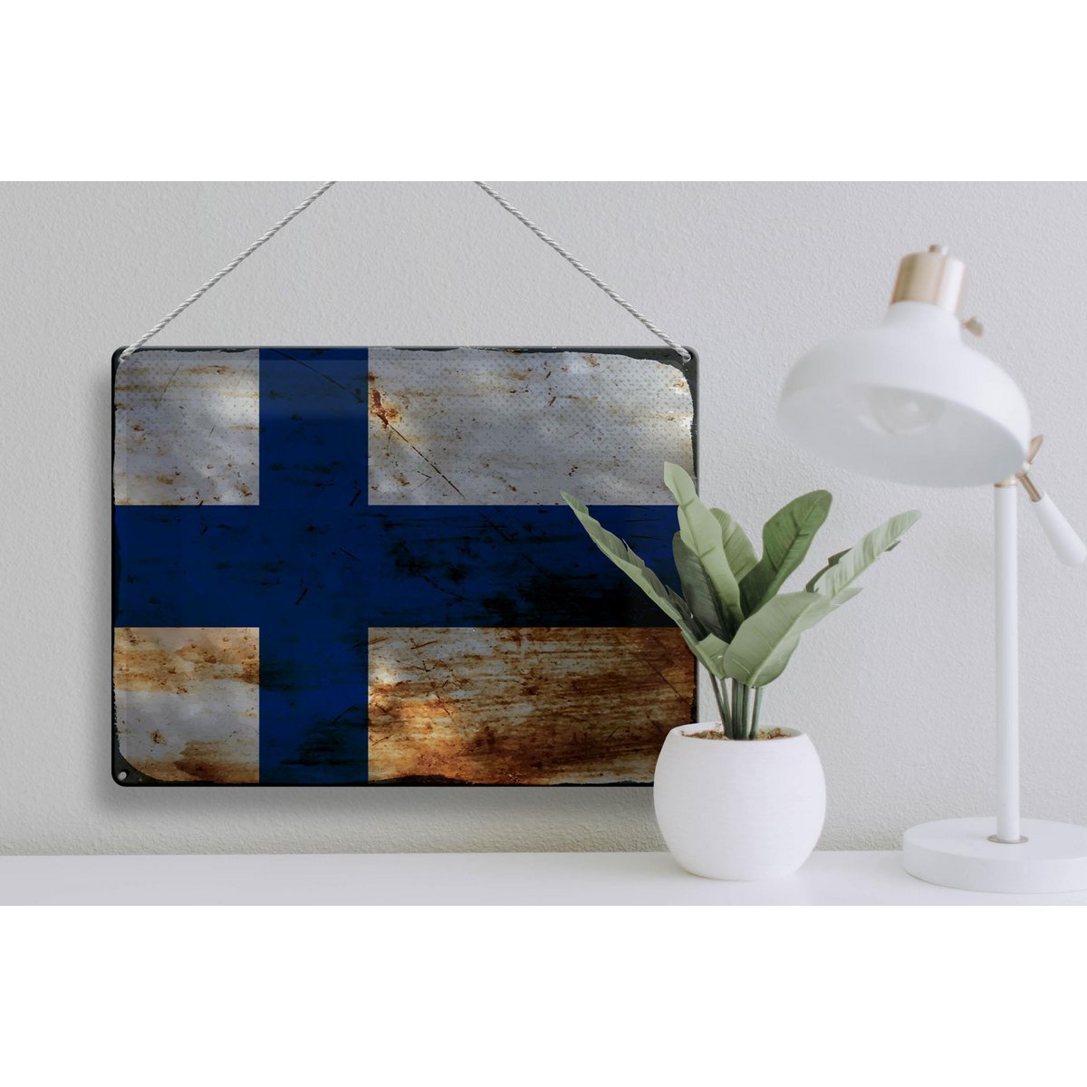 Tin Sign Flag Finland 40x30cm Flag of Finland Rust