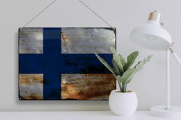 Tin Sign Flag Finland 40x30cm Flag of Finland Rust