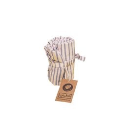 Large grey reusable shopping bag made of woven cotton straps with a simple, minimalist design.