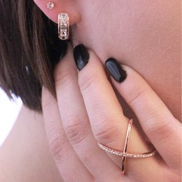 Aro Cuadrado Boucles d'oreilles - Or Rosé et Cristal
