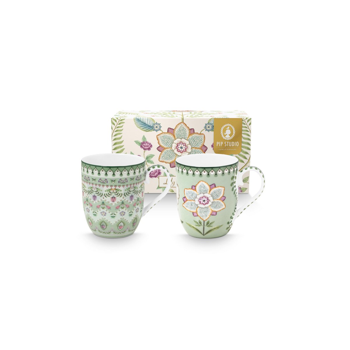 Set/2 Mugs Small Lily&Lotus Light Green 145ml