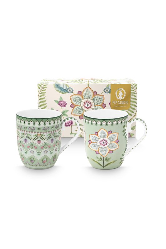 Set/2 Mugs Small Lily&Lotus Light Green 145ml