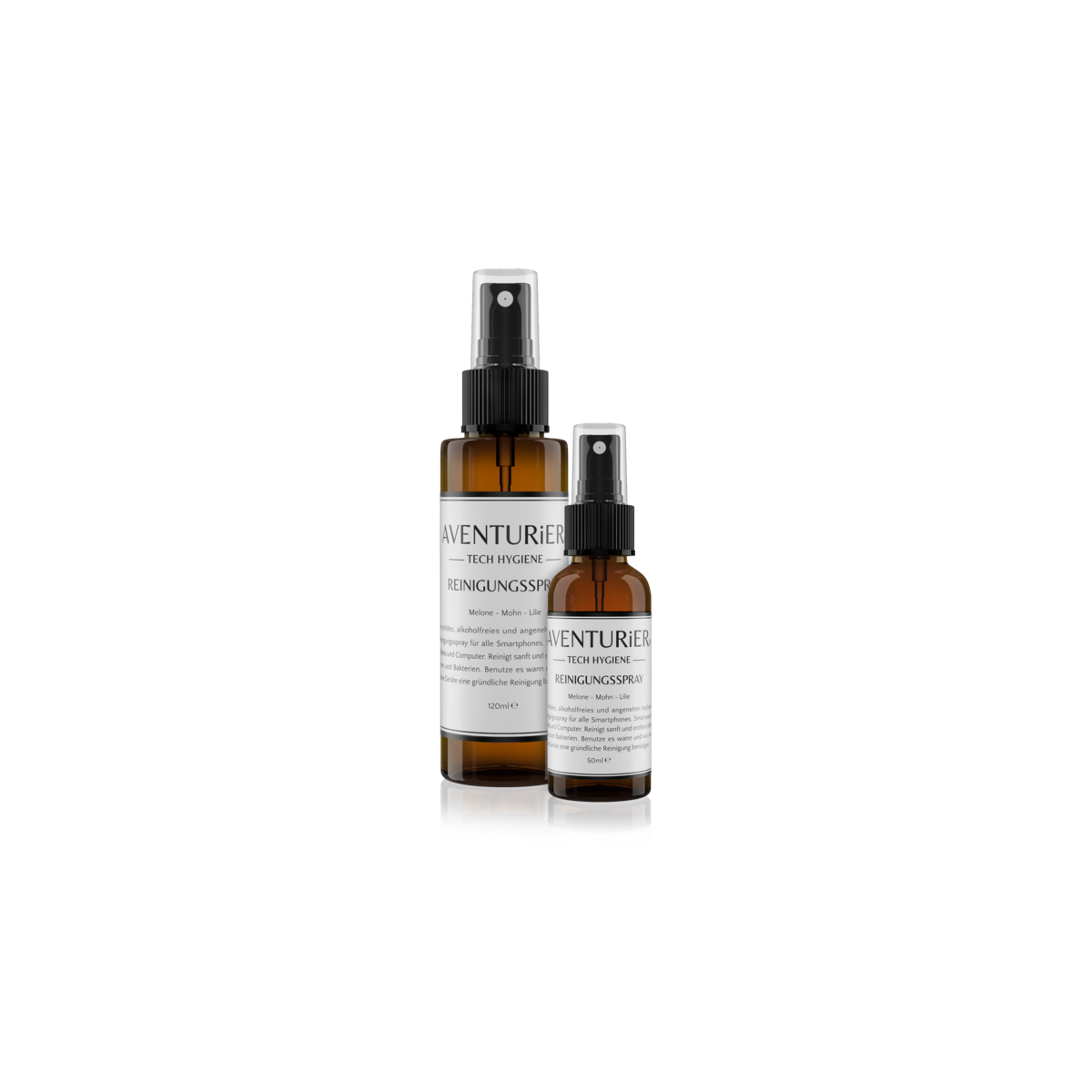 AVENTURiER rengøringsspray duo "melon" 120ml + 50ml med 2x mikrofiberklude og opbevaringspose