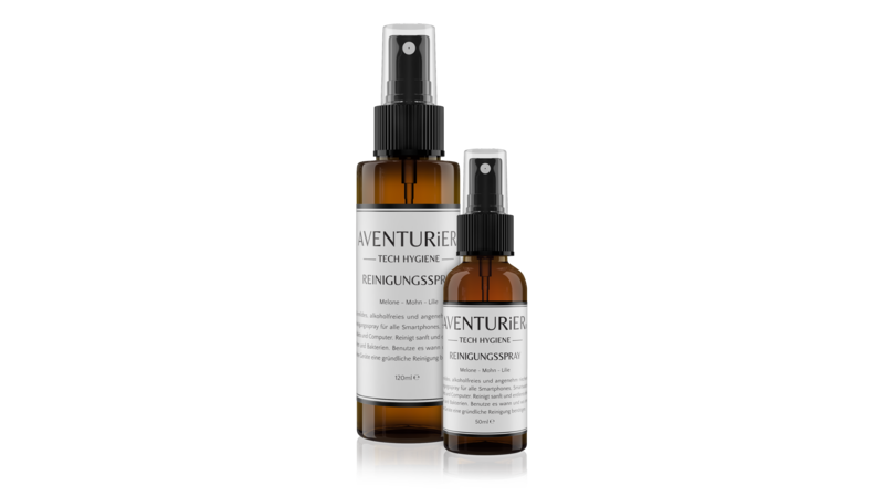 AVENTURiER rengøringsspray duo "melon" 120ml + 50ml med 2x mikrofiberklude og opbevaringspose