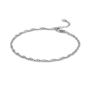 CO88 Collection Anklet Women - Twisted Gourmette - 2.7mm Wide - Steel - 22+3cm - Gold colored - 8CA-00002