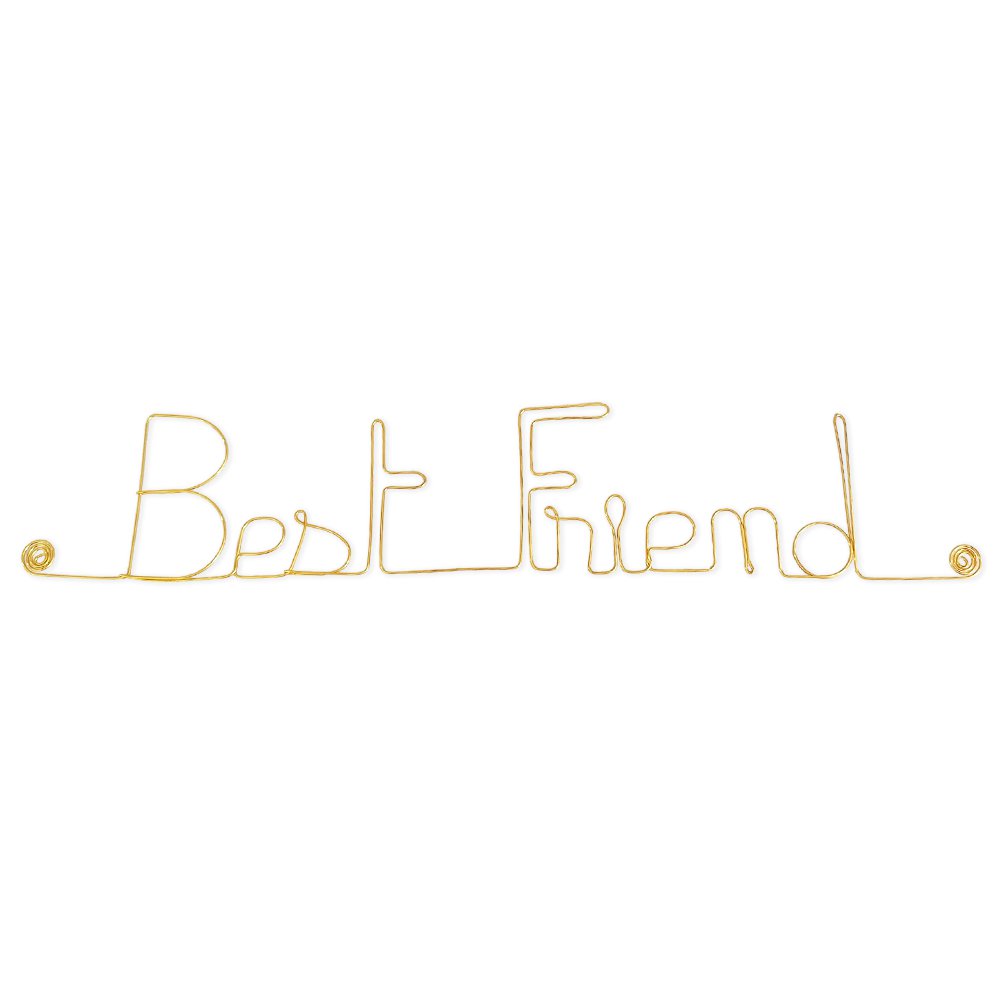 Wall Decoration in Golden Brass Wire - Birthday / Friendship Gift "Best Friend" - to pin - Wall Jewelry
