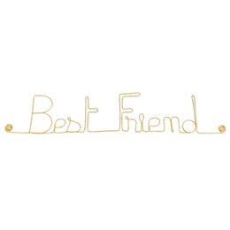 A decorative wire wall hanging in the shape of the text "Best Friend" made of golden brass wire, suitable as a birthday or friendship gift.