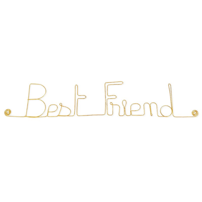 Wall Decoration in Golden Brass Wire - Birthday / Friendship Gift "Best Friend" - to pin - Wall Jewelry