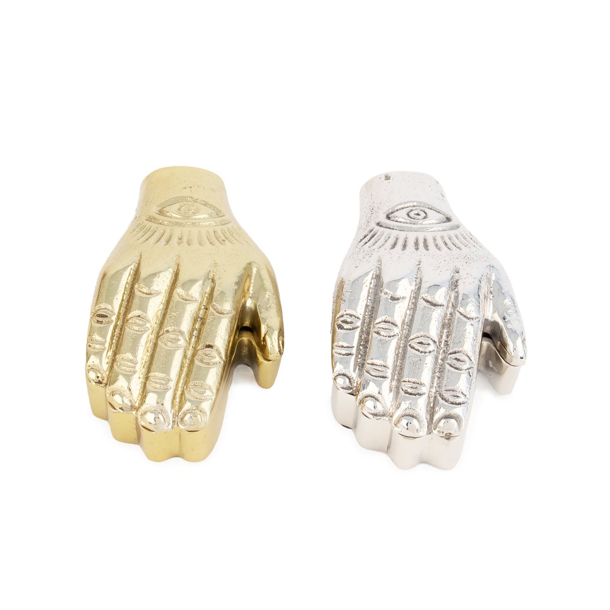 SILVER METALLIC HAND JEWELRY BOX HF