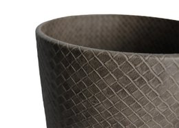 Poubelle ronde de cuir synthétique en cuir marron enduit de 22xh28 cm