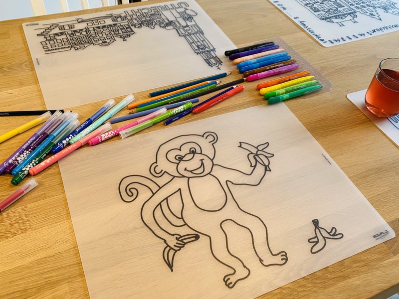 Set de table Recolorable Banana Monkey